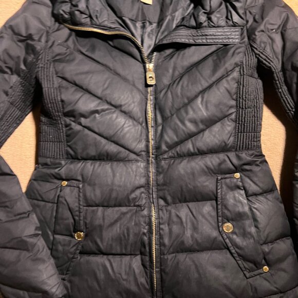 Michael Kors XS Black Down Feather Faux Fur Removable Collar Down‎ Coat - Picture 2 of 9